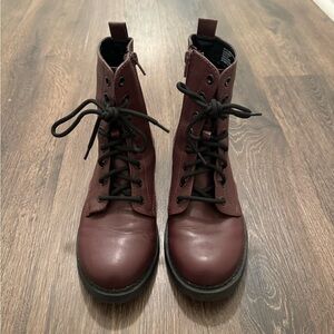 Burgundy Lace-Up Ankle Boots
